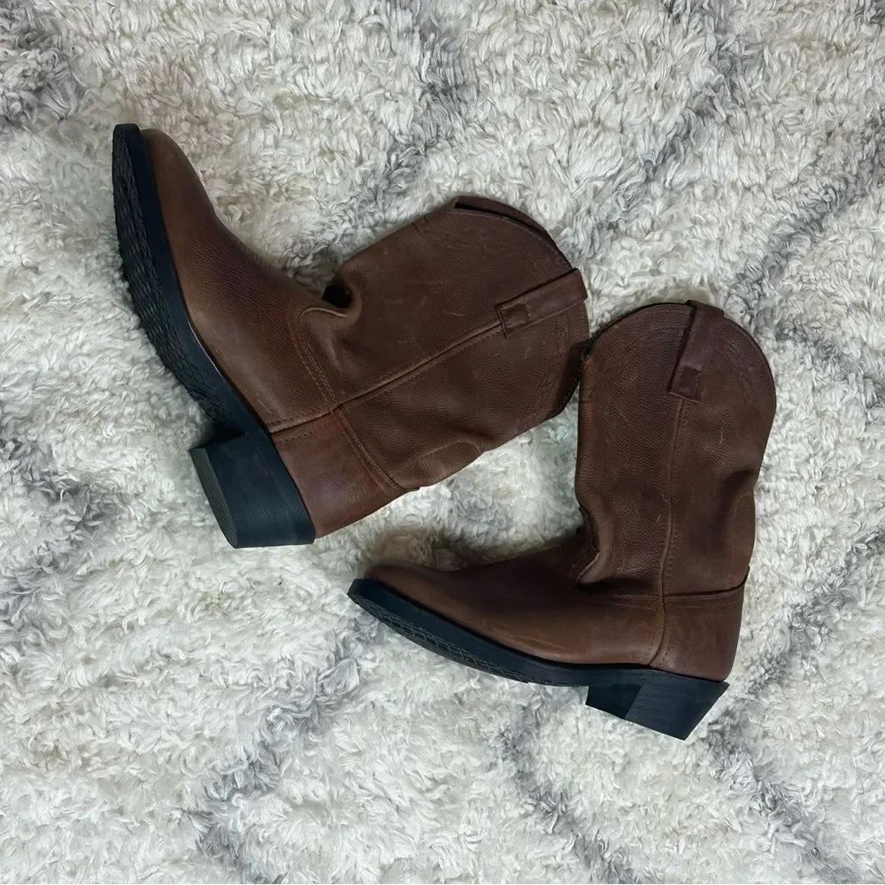 Brown Leather Cowboy Boots 10 D